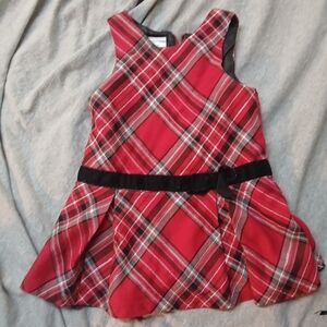 Koala Kids Red Plaid Dress with Black Accents